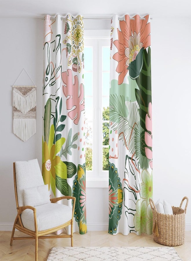 BCLBUSTE White Boho Floral 95% Blackout Curtains 84 inch Long 2 Panels for Bedroom Living Room, Vintage Farmhouse Room darkening Curtains Mid Century Botanical Print Patterned Black Out Grommet Drapes,52Wx84L - Image 1